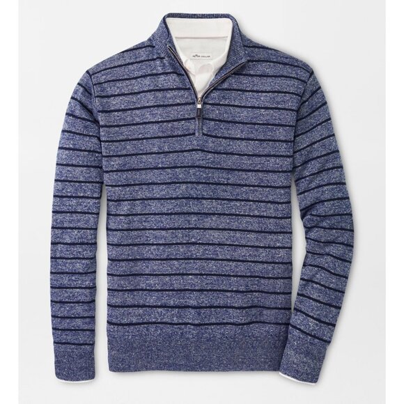 Peter Millar Other - Peter Millar Crown Cool 1/4 Zip Sweater Blue Striped Merino Wool Linen Men's XXL